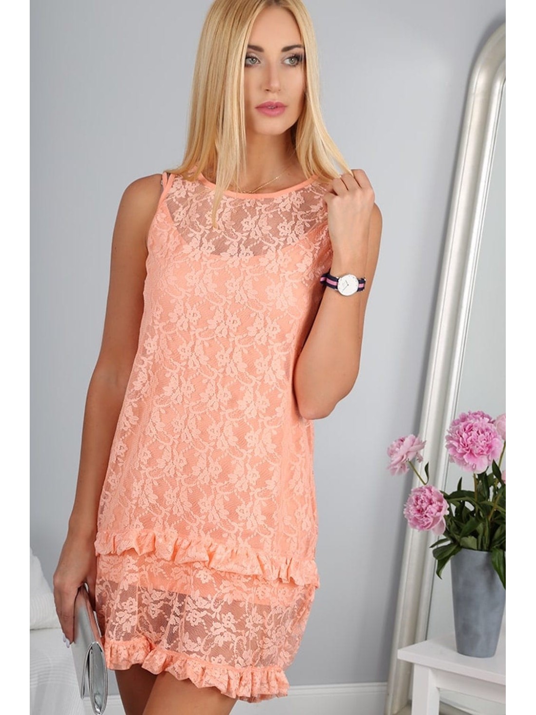 Salmon dress 9910 - Online store - Boutique